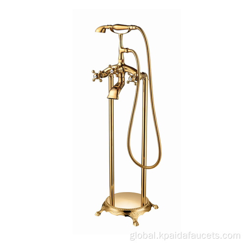 Bathtub Shower Faucet Brass Cast Iron Swan Rose Gold Handle Telephone Free Standing Bathtub Shower Faucets Supplier